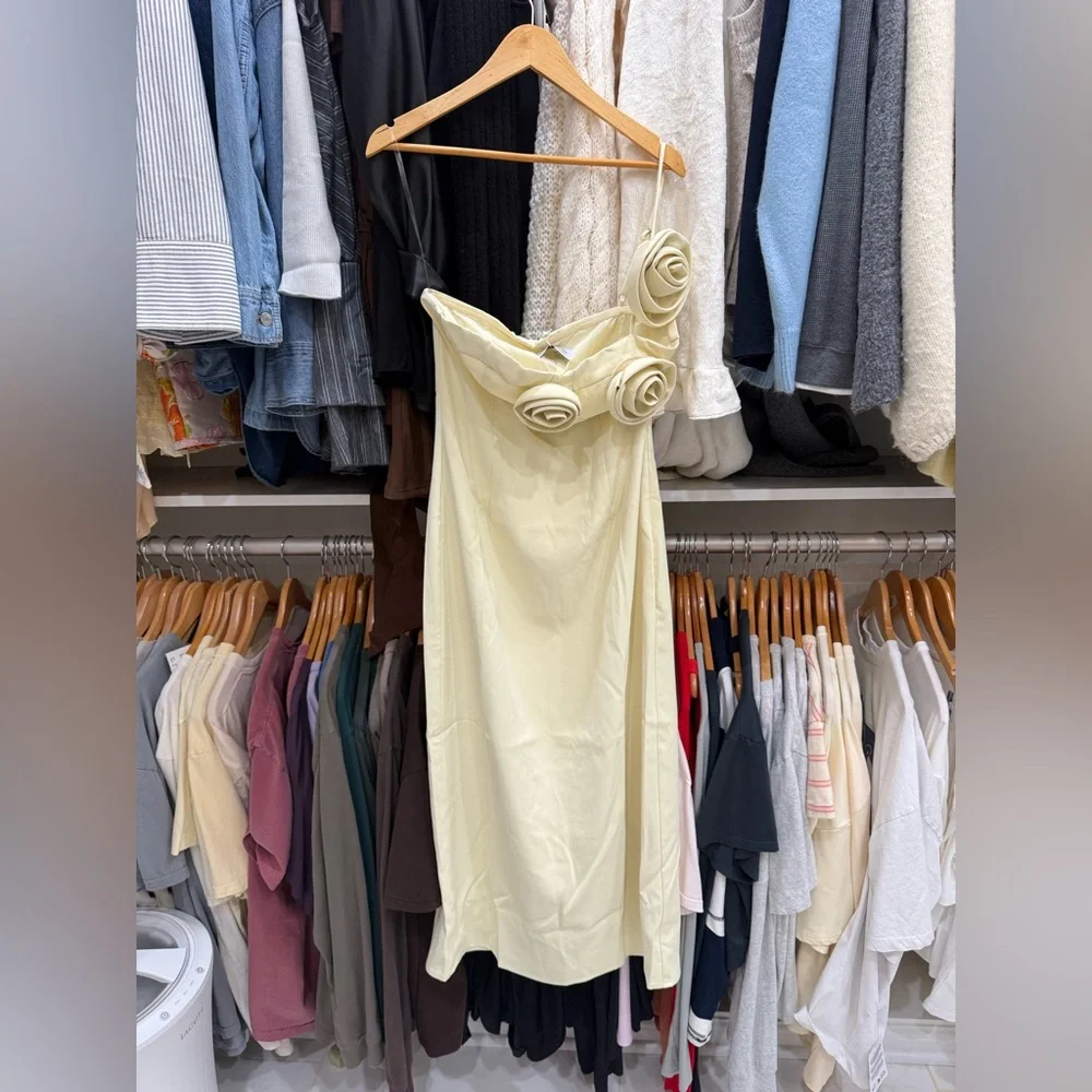 Peppermayo Ivory Midi Dress with Rose Details - Picture 2 of 3